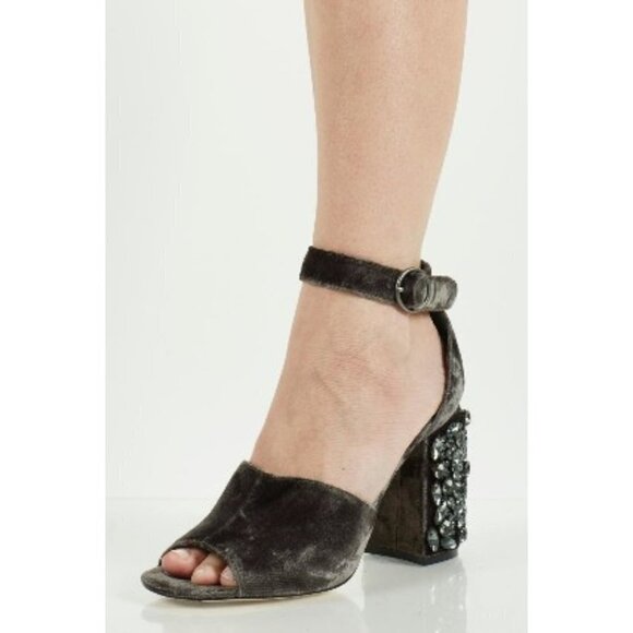 💕JOIE💕 Lafayette Velvet Heel Sandal In Coal - Picture 11 of 16